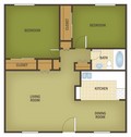 A3 Two Bedroom One Bathroom Floor Plan at Forest Park Gardens Apartments in Statesville NC